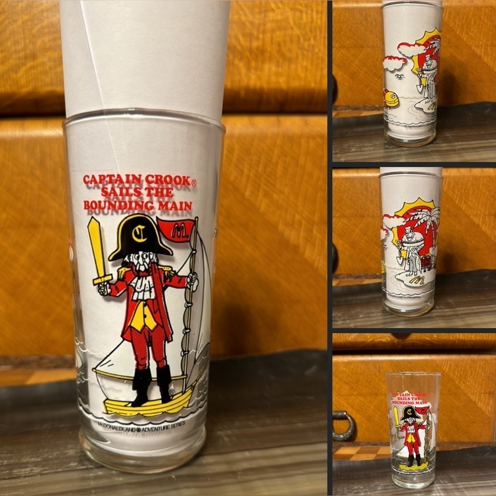 Vintage 1980 McDonaldland Adventure Series Captain Crook Pirate Tumbler Glass